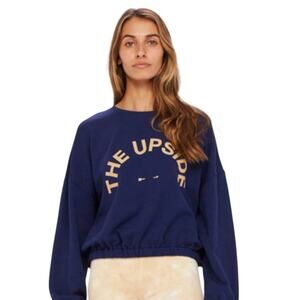 The Upside Blue Escapade Montana Cotton Pullover Sweatshirt